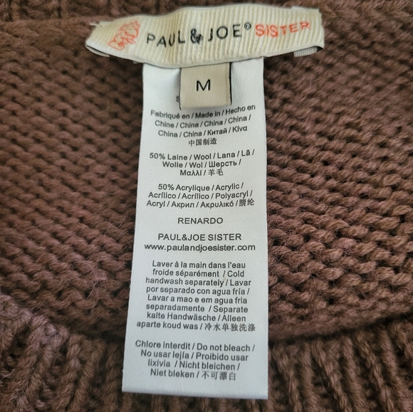 107. Anthropologie's Paul & Joe Sister Brown Fox Pattern Sweater - M - Picture 4 of 4